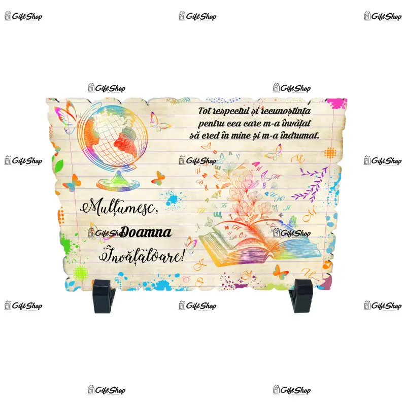 Multumesc doamna invatatoare, placheta cu mesaj